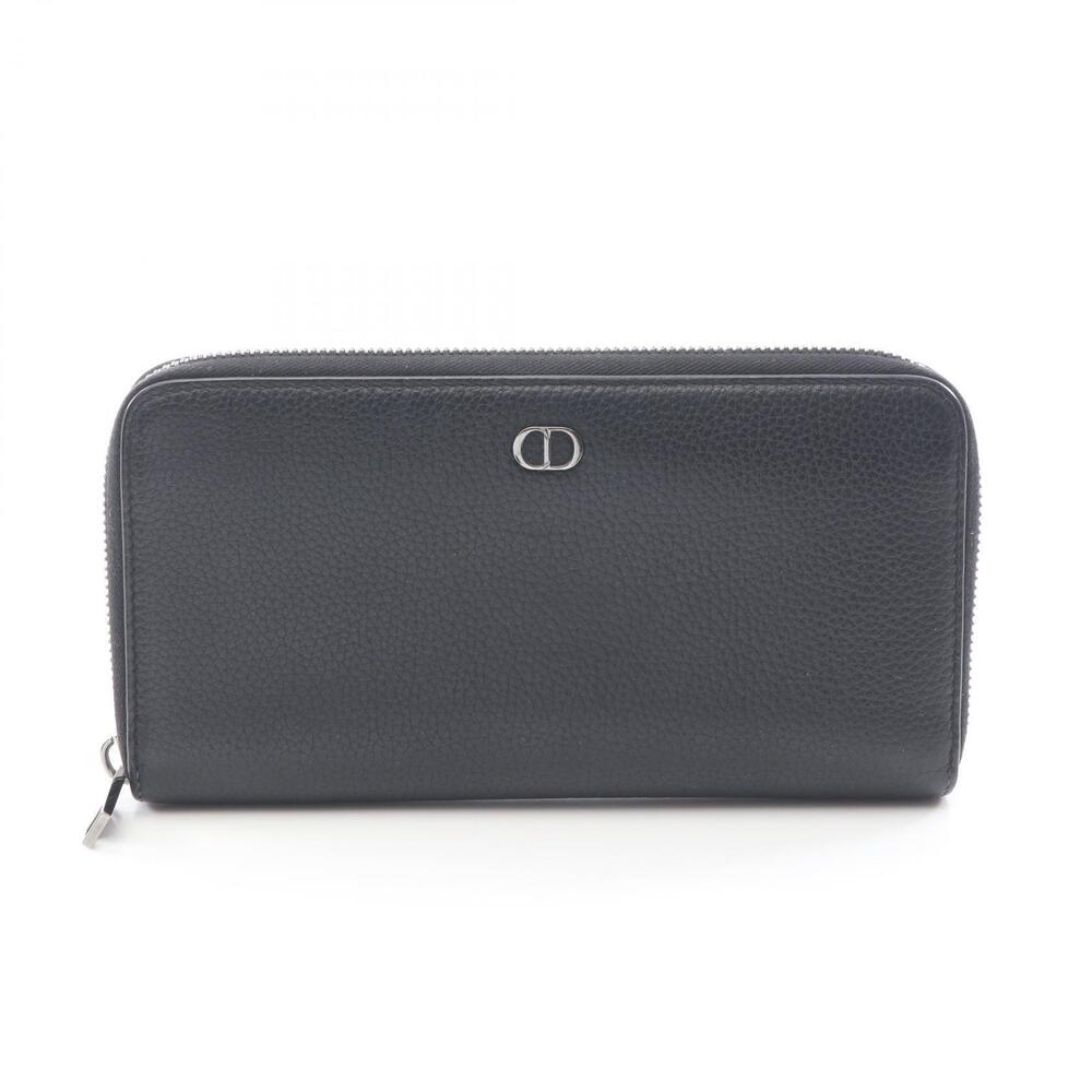 Christian Dior CD Icon Long Zip Wallet Round Leather Black